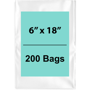 Clear Poly Bags 1.5 Mil 6" x 18" 200 Bags